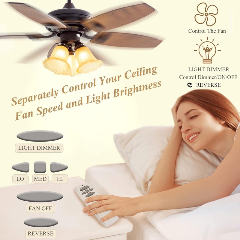 Prichor Ceiling Fan Remote Control with Reverse, Remote Control with Dimmer Replacement for Hampton Bay, Hunter, Compatible UC7078T CHQ8BT7078T CHQ7078T UC7848T L3HMAY97FANHD RR7078TR L3H2003FANHD Fan-HD HD6 - Image 1